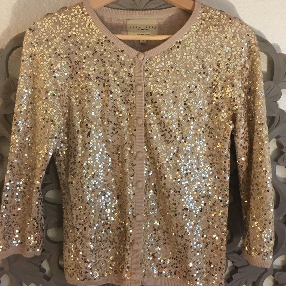 Sanctuary Nude and Gold Sequins Sweater